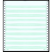 9-1/2 x 11" Continuous Paper 20# 1/2" Green Bar, 1 Part, Side Perfs