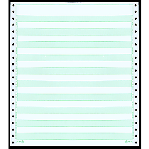 9-1/2 x 11" Continuous Paper 15# 1/2" Green Bar, 3 Part, No Side Perfs