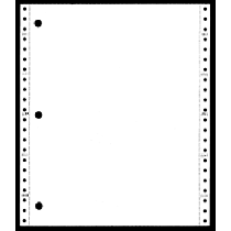 9-1/2 x 11" Continuous Paper  20# White, 1 Part, Side Perfs, 3 holes left