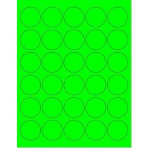 8-1/2" x 11" Green Fluorescent 30 Labels per Sheet 1.5" Round 