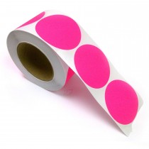 2" Circle Color Stickers, 500 Permanent Labels, 3" Core, Pink Fluorescent