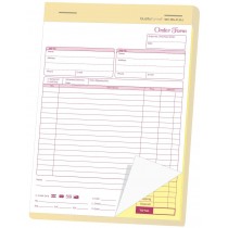 8-1/2 x 11" Carbonless 2 Part Order Forms, Bound Wraparound Cover, White/Canary, 50 Sets per Book.