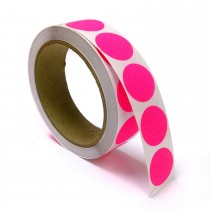 1" Circle Color Stickers, 500 Permanent Labels, 3" Core, Pink Fluorescent