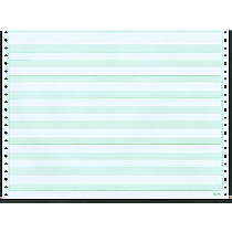 14-7/8 x11" Continuous Paper, 1/2" Green Bar, 2 Part, No Side Perfs
