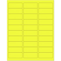 8-1/2" x 11" Yellow Fluorescent 30 Labels per Sheet 1" x 2-5/8"