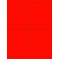 8-1/2" x 11" Red Fluorescent 4 Labels per Sheet 4 x 5