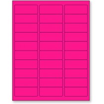 8-1/2" x 11" Pink Fluorescent 30 Labels per Sheet 1" x 2-5/8"