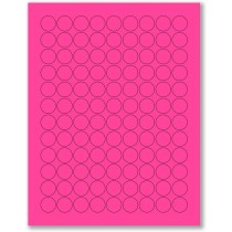 8-1/2" x 11" Pink Fluorescent 108 Labels per Sheet 3/4" Round 