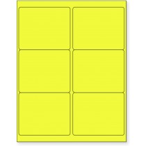 8-1/2" x 11" Yellow Fluorescent 6 Labels per Sheet 4 x 3-1/3