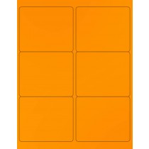8-1/2" x 11" Orange Fluorescent 6 Labels per Sheet 4 x 3-1/3" 