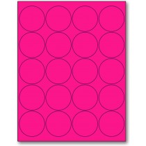 8-1/2" x 11" Pink Fluorescent 20 Labels per Sheet 2" Round 
