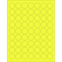 8-1/2" x 11" Yellow Fluorescent 63 Labels per Sheet 1" Round 