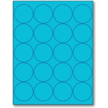 8-1/2" x 11" Blue Fluorescent 20 Labels per Sheet 2'' Round