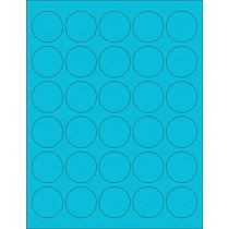 8-1/2" x 11" Blue Fluorescent 30 Labels per Sheet 1.5" Round 