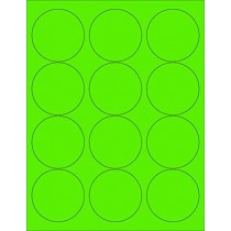 8-1/2" x 11" Green Fluorescent 12 Labels per Sheet 2.5" Round 