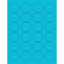 8-1/2" x 11" Fluorescent Blue 24 Labels per Sheet 1.66" Round
