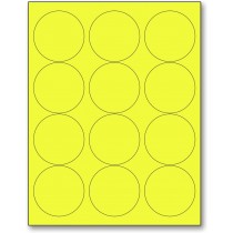 8-1/2" x 11" Yellow Fluorescent 12 Labels per Sheet 2.5" Round 