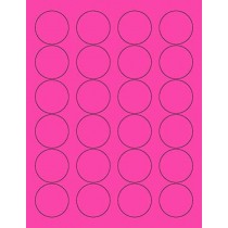 8-1/2" x 11" Fluorescent Pink 24 Labels per Sheet 1.66" Round