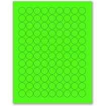 8-1/2" x 11" Green Fluorescent 108 Labels per Sheet 3/4" Round 