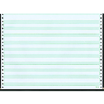 14-7/8x 11" Continuous Paperr 18# 1/2" Green Bar HL, 1 Part, No Side Perfs