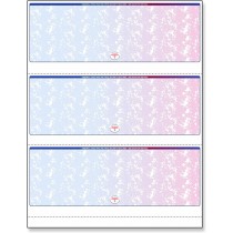 Blank Laser Checks, 3 per Page, Blue/Red Prismatic