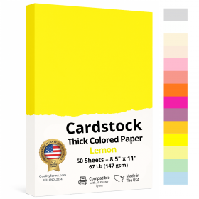 8-1/2 x 11" Letter, 67 Lb. Cover Card Stock, Lemon