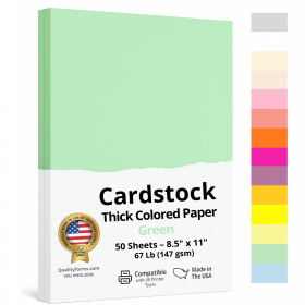 8-1/2 x 11" Letter, 67 Lb. Cover Card Stock, Green