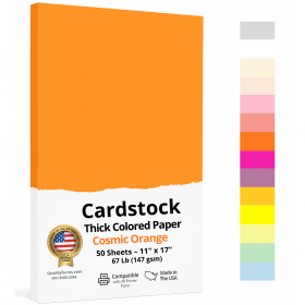 11 x 17" Ledger, 67 Lb. Cover Card Stock, Cosmic Orange