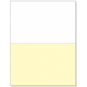 8-1/2 x 11" 24#, White & Canary Perforated Paper, 1 Horizontal perf at 5-1/2"
