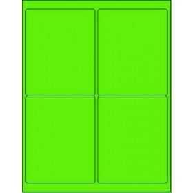 8-1/2" x 11" Fluorescent Green 4 Labels per Sheet 4 x 5