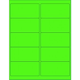 8-1/2" x 11" Fluorescent Green 10 Labels per Sheet 4 x 2