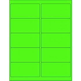 8-1/2" x 11" Fluorescent Green 10 Labels per Sheet 4 x 2