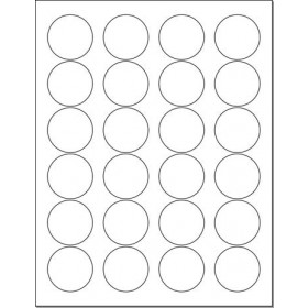 8-1/2" x 11", 24 Labels, per Sheet, 1.66" Round