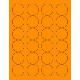 8-1/2" x 11" Fluorescent Orange 24 Labels per Sheet 1.66" Round