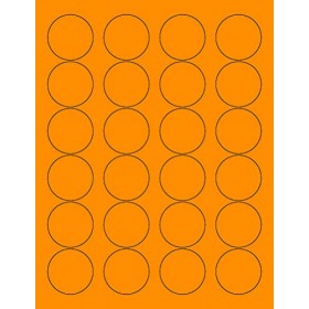 8-1/2" x 11" Fluorescent Orange 24 Labels per Sheet 1.66" Round