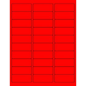 8-1/2" x 11" Red Fluorescent 30 Labels per Sheet 1" x 2-5/8"