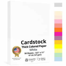 8-1/2 x 11" Letter, 67 Lb. Cover Card Stock, White