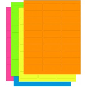 8-1/2" x 11" Assorted Fluorescent 30 Labels per Sheet 1" x 2-5/8"  