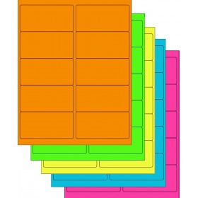 8-1/2" x 11" Assorted Fluorescent 10 Labels per Sheet 4"x 2"
