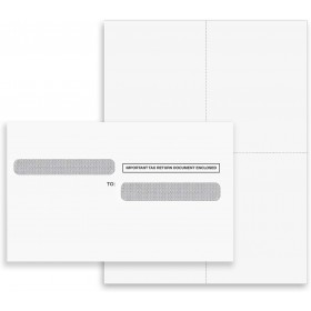 W-2 and 1099-R Forms Blank Paper 4-Up Version  for Laser and Ink Jet Printer (50 Forms & Self Seal Envelopes)
