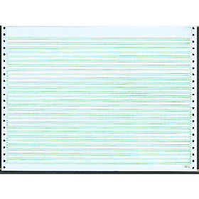 14-7/8 X 11" Continuous Paper Paper 15#  6" Green Bar HL, 1 Part, No Side Perfs
