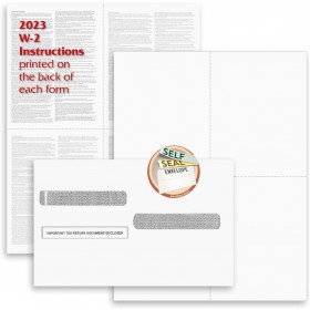 W-2 and 1099-R Forms Blank Paper 4-Up Version "Instructions on Back" for Laser and Ink Jet Printer (100 Forms & Self Seal Envelopes)