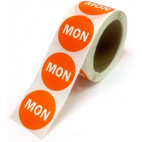 2" Inventory Control/Date 500 Permanent Labels  orange “Mon” Labels  3" Core