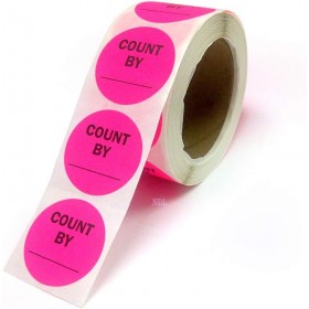 2" Inventory Control/Date 500 Permanent Labels  Pink “Count By” Labels  3" Core