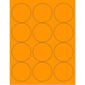 8-1/2" x 11" Orange Fluorescent 12 Labels per Sheet 2.5" Round 