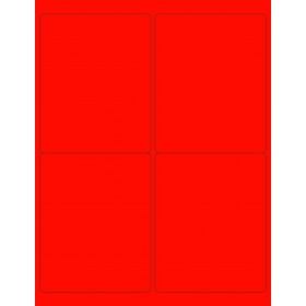 8-1/2" x 11" Red Fluorescent 4 Labels per Sheet 4 x 5