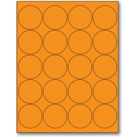 8-1/2" x 11" Orange Fluorescent 20 Labels per Sheet 2" Round 
