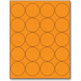 8-1/2" x 11" Orange Fluorescent 20 Labels per Sheet 2" Round 
