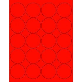 8-1/2" x 11" Red Fluorescent 20 Labels per Sheet 2" Round 