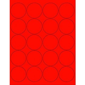 8-1/2" x 11" Red Fluorescent 20 Labels per Sheet 2" Round 